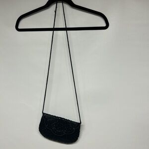 Chic Black Beaded Clutch